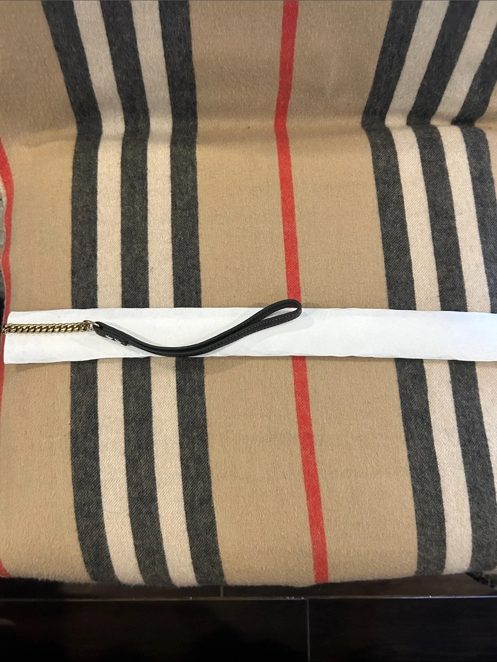 Gold Plated Cuban Chain Dog Leash With Black Leather Handle NWOT